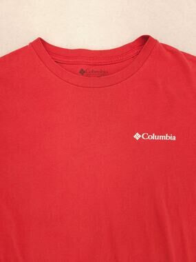 Columbia Short Sleeve Crew Neck Graphic T Shirt Mens Size Large L Red